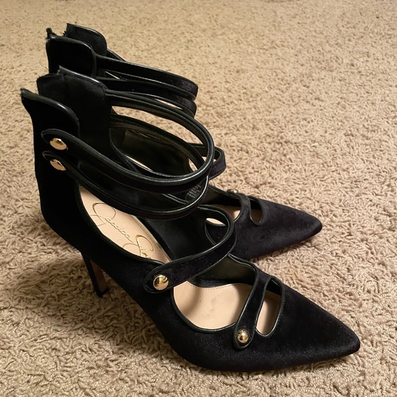 Velvet Black Heels size 10 - Picture 1 of 4